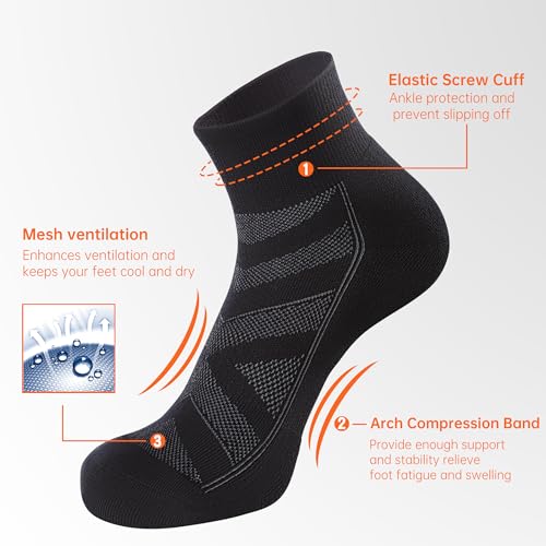 6 Pack Athletic Socks with Cushion Compression Running Ankle Socks for Men and Women3