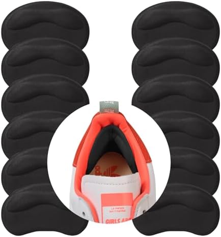 6 Pairs Heel Pads Cushion Inserts for Loose Shoes, Heel Grips & Liners for Men Women – Protectors Against Blisters, Heel Pain, Slipping & Friction(Black)