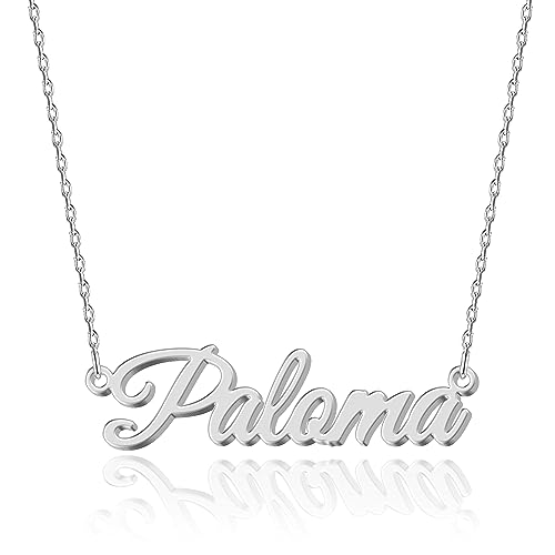 UMAGICBOX Collar de Plata Personalizado con Nombre Paloma - Colgante de Acero Inoxidable Grabado a Medida para Mujeres - Regalo para Cumpleaños, Aniversarios, Graduaciones y Día de San Valentín