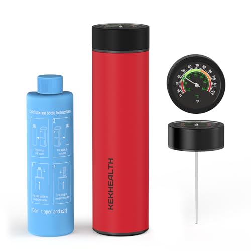 KEKHEALTH Nevera Medicamentos Portatil 60H, Nevera Insulina Viaje TSA con Termómetro Mecánico de Esfera Grande y Bolsa Biogel - Nevera Portatil Insulina Compacta para Fármacos