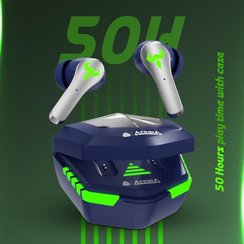 Image of AROMA NB126 Axis Upto 50 Hours Playtime* Fast Charging RGB 45Ms Latency True Wireless Bluetooth v5.4 Gaming Earbuds
