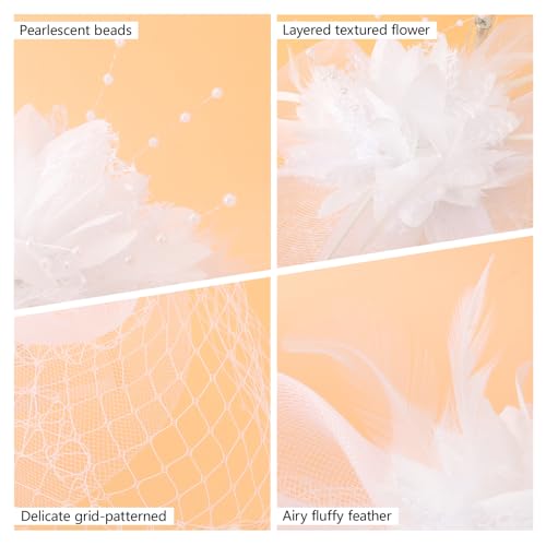 Image of DRESHOW Women Fascinator Hats Tea Party Hat Vintage Pillbox Hat Headband for Cocktail