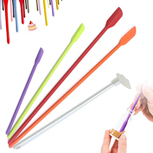 Mini Silicone Spatula Set- 5 Pieces Small Rubber Spatula for Makeup- Thin Jar Scraper for Kitchen- Thin Spatula Set- Perfect for Mixing & Sampling Beauty Products, Colorful