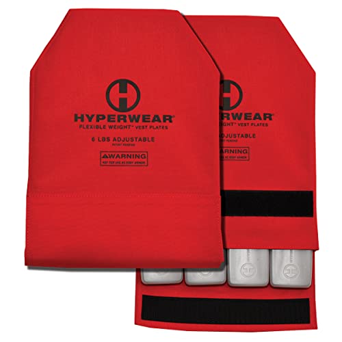 HYPERWEAR TACTICAL Flexible Adjustable Weight Vest Plates - 6 LB Pair with Multiple 1/2 LB Made in USA Small Weights - Converts Weight Plate Vests to Progressive Strength Training Vest (Red)