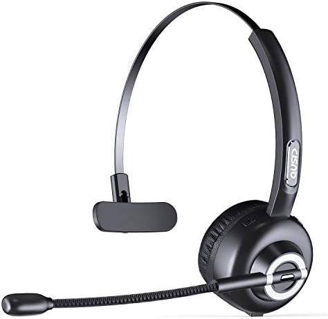 CISNO Bluetooth Headset with Mic, Wireless Over The Head Earpiece, Noise Cancelling Headphones for Truckers Driver, Compatible with iPhone Android Samsung Galaxy Cellphone MP3, Support Play Music