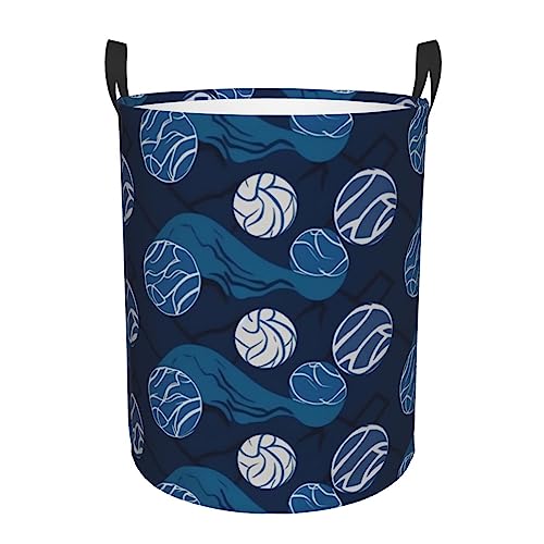 Panier à linge autonome bleu pliable avec poignées de transport