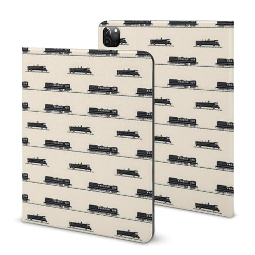 Étui iPad Pro 11 vintage train noir avec porte-crayon pour modèles 2018 à 2022