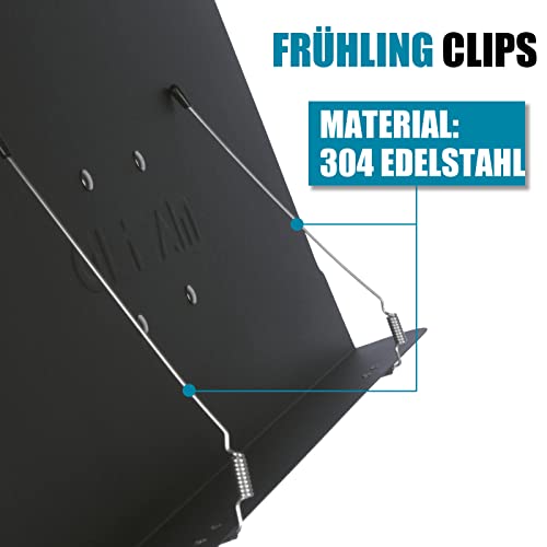 GLEAM Notenständer - Zweifachnutzung Tischbuchständer aus Metall mit Tragetasche, Mappe und Klammer 5 in 1