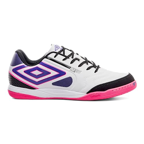 Chuteira Umbro Pro 5 Bump Club II Futsal Branca e Roxa 39