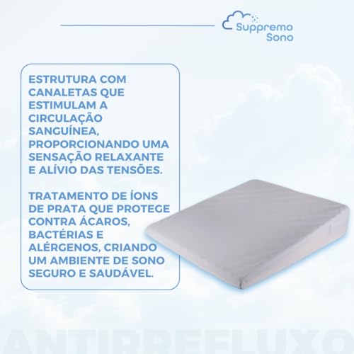 Travesseiro Anti-refluxo Adulto com Capa, Rampa Berço Grávida, Ativa Circulação Sanguínea, Alivia Do