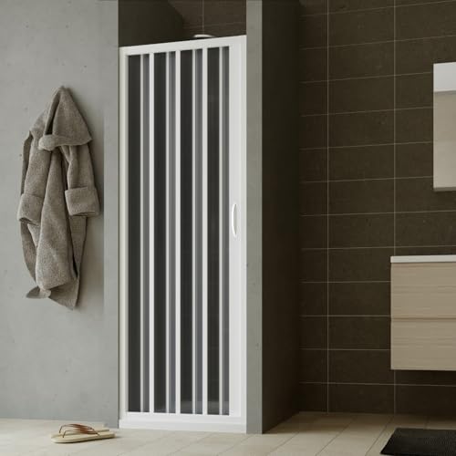Puerta de ducha plegable de PVC 110 cm H 185 mod. Giglio con apertura lateral