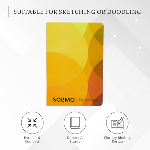 Image of Amazon Brand - Solimo A5 Ruled Notebook | 90 GSM | Flat Lay Binding | Rounded Corners | Flexible Soft Cover | Suitable for Sketching or Doodling, To-do lists & more (160 Pages)