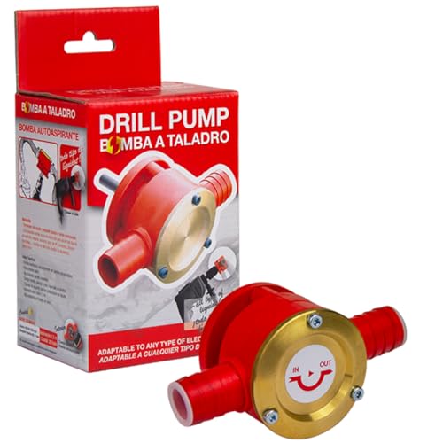 Bomba Adaptable a Taladro - Trasvase de 20 l/min - Apta para Gasoil, Agua, Herbicidas, Anticongelantes - Bomba Excéntrica, Autoaspirante con Paletas Autoajustables