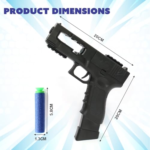 Image of Aditi Toys Automatic 30 Rapid Fire Black Commando Dart Gun, Include 30 Soft Suction Foam Bullets with 20 Bullet Strips, Rechargeable Gun for Kids