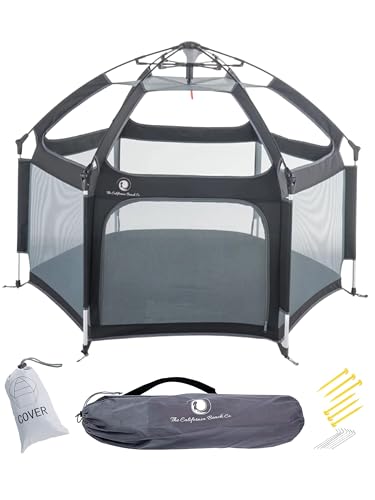 Image of POP 'N GO Premium Indoor and Outdoor Baby Playpen - Portable, Lightweight, Pop Up Pack and Play Toddler Play Yard w/Canopy and Travel Bag - Black