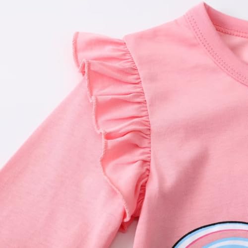Image of Toddler Girl Long Sleeve T-Shirts Kids Cotton Fall Top 2-7 Years | 3 Pieces Soft Cotton Casual T-Shirt