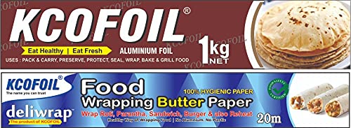 Kcofoil foil 1kg net 18 micron aluminium foil and free 20m food wrapping organic paper Aluminium Foil (Pack of 2, 84 m) (B095WYDQND) Amazon Price History, Amazon Price Tracker