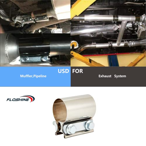 Floshine Butt Joint Band Clamps,Exhaust Muffler Clamp Exhaust Pipe Clamps Sleeve Stainless Steel thumb #5