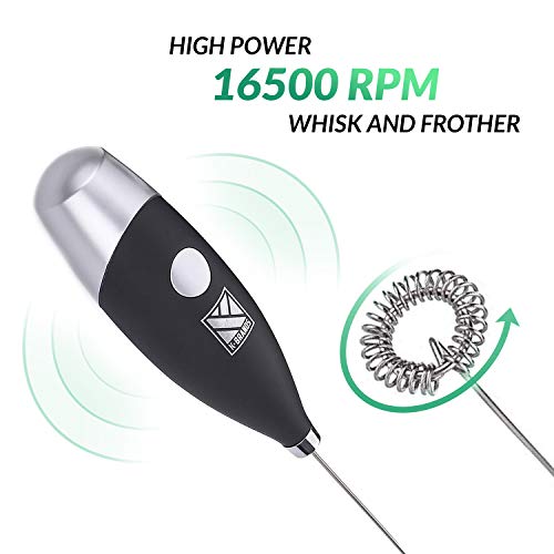 Milk Frother - Handheld Battery Operated Electric Foam Maker For Coffee, Latte, Cappuccino, Hot Chocolate - Cordless Mini Drink Mixer Stirrer With Stainless Steel Whisk #TOP1