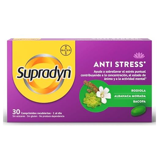 Supradyn Anti Stress con Rhodiola, Albahaca Morada, Bacopa - Soporte de origen Natural contra el Estrés, ayuda a la Concentración, 30 Comprimidos