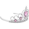 Vicloon Princesse Accessoires pour Costume d'elsa, 5 Pièces avec Tresse/Boucles d'oreilles/Gants/Diadème/Baguette Magique pour Cosplay Noël Fête Party d'anniversaire, pour Filles de 3 à 10 Ans-rose #5