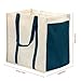 Anleo Reusable Cotton Canvas Grocery Tote Bags with Side Pockets, Large Utility Tote Bag for Shopping, Beach, Picnic
