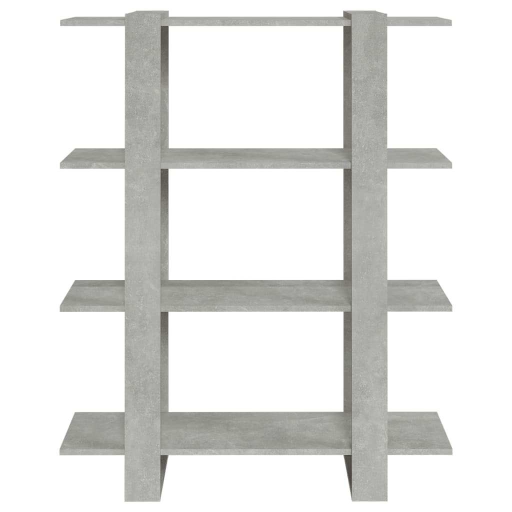 Bücherregal Betongrau 100x30x123,5 cm, Raumteiler mit elegantem Design, Robustes Standregal für Bücher, Zeitschriften und Dekoration, pflegeleicht mit feuchtem Tuch
