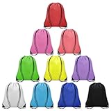 Grneric 10Pcs Drawstring Backpack Bulk Cinch Bag, Drawstring Bags Polyester for Gym Sports Beach Party Trip(10 Colors)