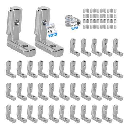 SUPAWAY 60 Staffe angolari con scanalatura a T Connettore angolare 3030 Giunto ad angolo retto Staffa angolare in lega di alluminio Scanalatura per profilo europeo standard in alluminio con 120 viti
