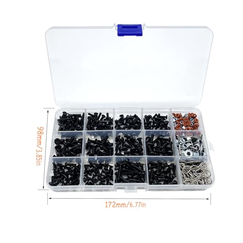 520pcs Universal RC Screw Kit Screws Assortment Set, Hardware Fasteners for Traxxas Redcat Arrma Axial RC4WD HSP HPI SCX10 Losi 1/8 1/10 1/12 1/16 Scale RC Crawler Cars Trucks