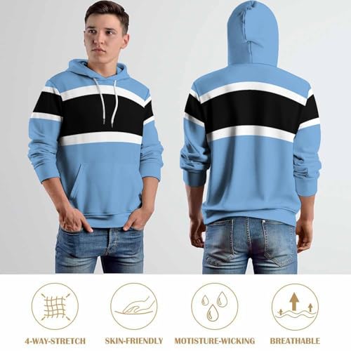 Sweat à Capuche Botswana Drapeau Contre le Froid Style Harajuku Confortable