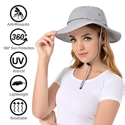 Image of Mosquito Head Net Hat - Bug Cap UPF 50+ Sun Protection with Hidden Netting for Beekeeping Hiking Women