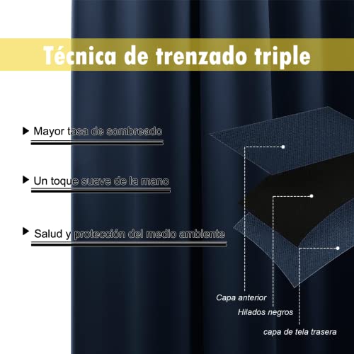 Image of NICETOWN Complete 100% Blackout Curtain Set, Thermal Insulated & Energy Efficiency Window Draperies for Guest Room, Full Shading Panels for Shift Worker and Light Sleepers, Navy Blue, 42W x 84L, 2 Pcs
