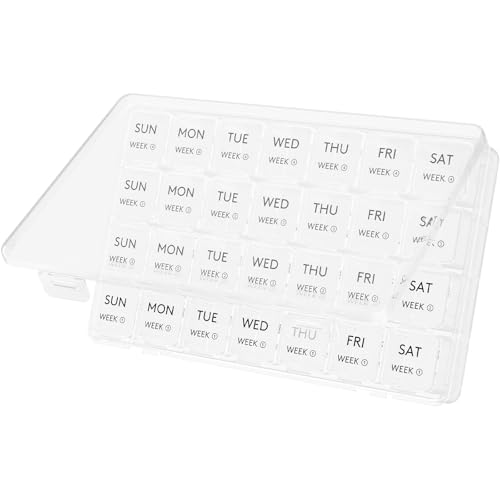 Image of Lifewit Monthly Pill Organizer Once a Day, 28 Day Pill Box, Clear, 28 Grids