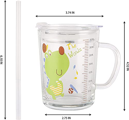 Image of Kamvy Printed Glass Milk Mug with Recipe Design (400ml) Pack of 1 | Transparent Drinking Glass for Coffee, Milk, Juice & Smoothies | Stylish Measuring Tumbler for Home & Kitchen (M Printed)
