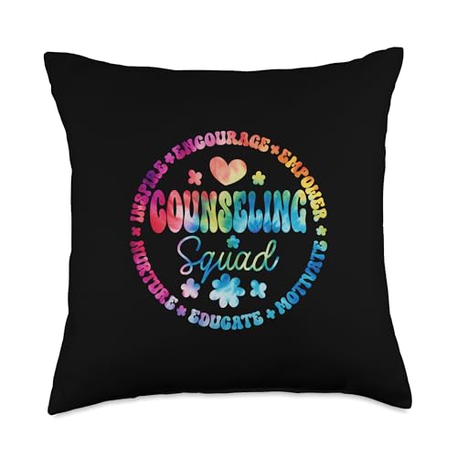 Groovy Counseling Squad Appreciation Week Back to School Throw Pillow