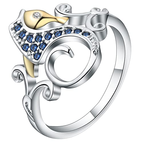 Bague argent vintage hippocampe en zirconium : éclat éternel et finesse