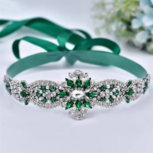 Women Wedding Rhinestones Bridal Dress Belt Stone Hand Appliqued Party Ribbon Belts3