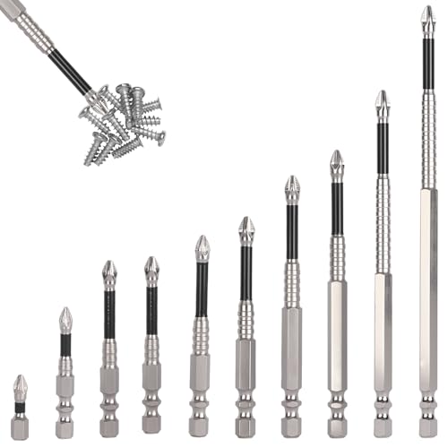 CATITO High Magnetic Screwdriver Drill Bit Set, 10pcs Impact Resistant Non Slip Bit, Anti-Slip Magnetic Electric Screwdriver Set by CATITO - Used condition - US$7.72