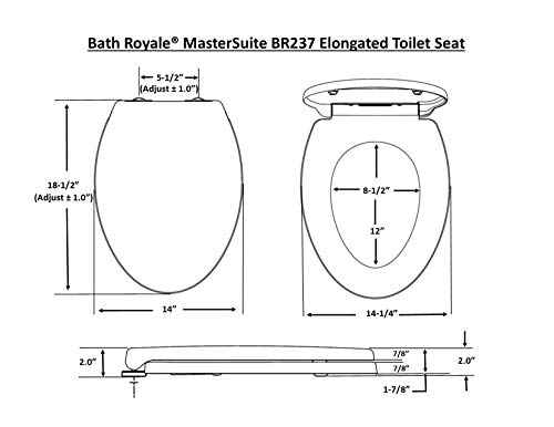 Toilet Seat Elongated BATH ROYALE BR237-02 Almond/Bone MasterSuite Elongated Toilet Seat Soft Close, Replacement Toilet Seat Fits All Toilet Brands including Kohler, Toto and American Standard - Thumbnail 7