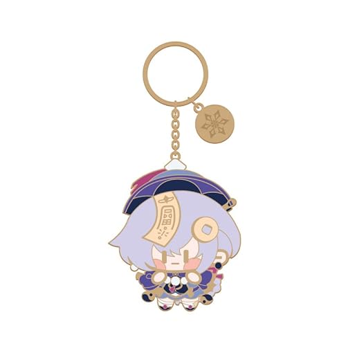Kashasin Genshin Impact Offizieller Klee-Schlüsselanhänger Neuheit Kawaii niedlicher Charakter Metall Anhänger Zhongli Schlüsselanhänger Tasche Anhänger Zubehör für Genshin-Fans, Qiqi, One size Cover