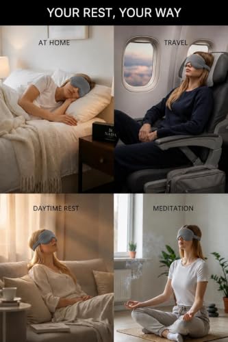 Image of Eye Mask for Sleeping for Women, Velvet Super Soft Sleep Mask Blind Fold for Comfortable Sleep, Travelling, Meditation & Relaxation, Eye Pad for Girls, Blind Fold for Sleeping - Grey (Pack of 1)