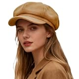 Women’s Newsboy Cap,Wool Retro Vintage Solid Color Denim Hat Flat Cap Visor Painter Beret Hat Camel