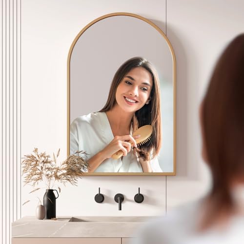 Grand miroir de maquillage arche Dripex or pour chambre - 6