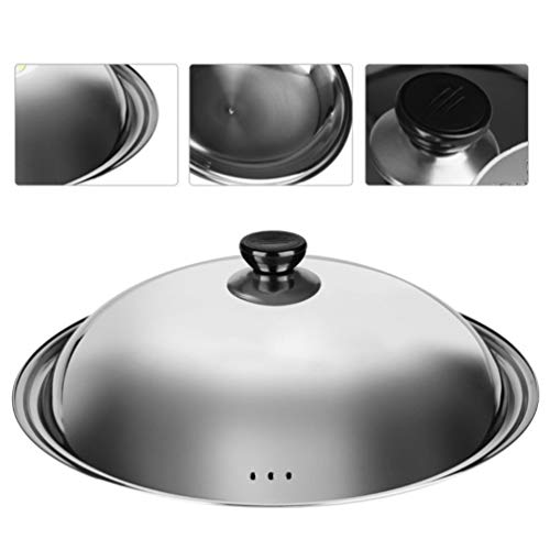 Doitool Universal Pot Lid Cover 34Cm- Stainless Steel Universal Lid With Heat Resistant Knob- Universal Pan Lid Wok Lid Replacement Lids For Frying Pan Pots And Cookware ( Randomtop Bead Style ) #TOP3