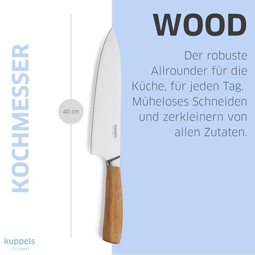 Kuppels WOOD Kochmesser 20 cm Klinge, Extrem scharfes Küchenmesser aus Chrom Vanadium Stahl mit...