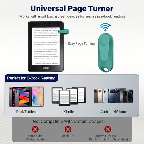 [Case-Friendly] Page Turner for Kindle Paperwhite Oasis Kobo eReaders, Camera Camcorder Remote Controls, Page Turner Clicker for ipad Tablets Reading Novels with Wrist Strap Storage Bag Dark Green by DATAFY - Image 6