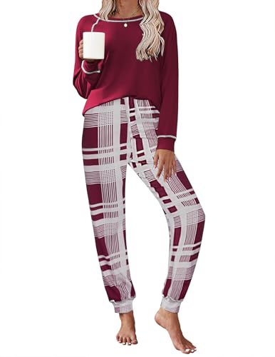 Image of Ekouaer Pajamas Set for Women Soft Comfy Pjs Sets Long Sleeve Sleepwear Loungewear S-XXL