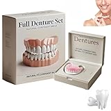 Advanced Customized Full Denture Set, Silicone Reline Denture Set,Silicone Dentures Set,Silicone Reline Kit for Dentures,Soft & Safe Moldable False Teeth Set (1pcs)