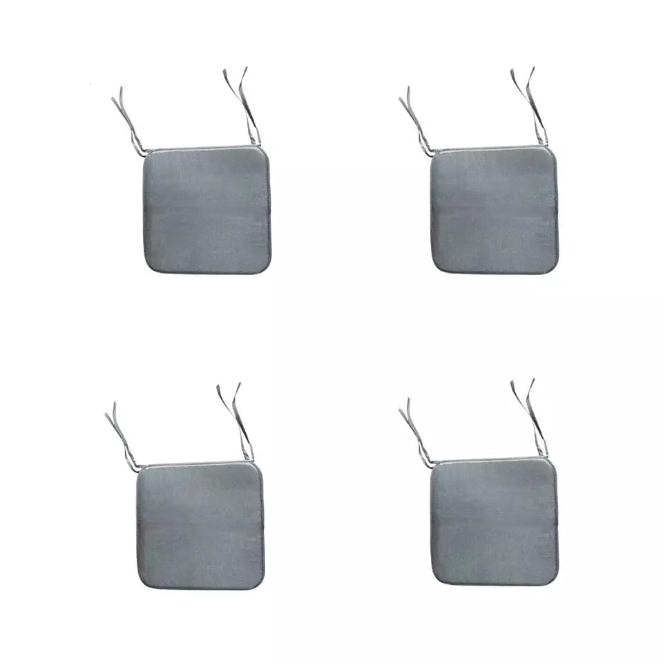 L S U Pack 4 Waterproof Chair Cushion Seat Pads Tie On-Indoor Outdoor Dining Patio Kitchen Office Chair Pad (PK 4 GRY)